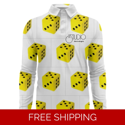 Le Studio Yellow Dice Custom 3D Long-Sleeved Polo Shirt